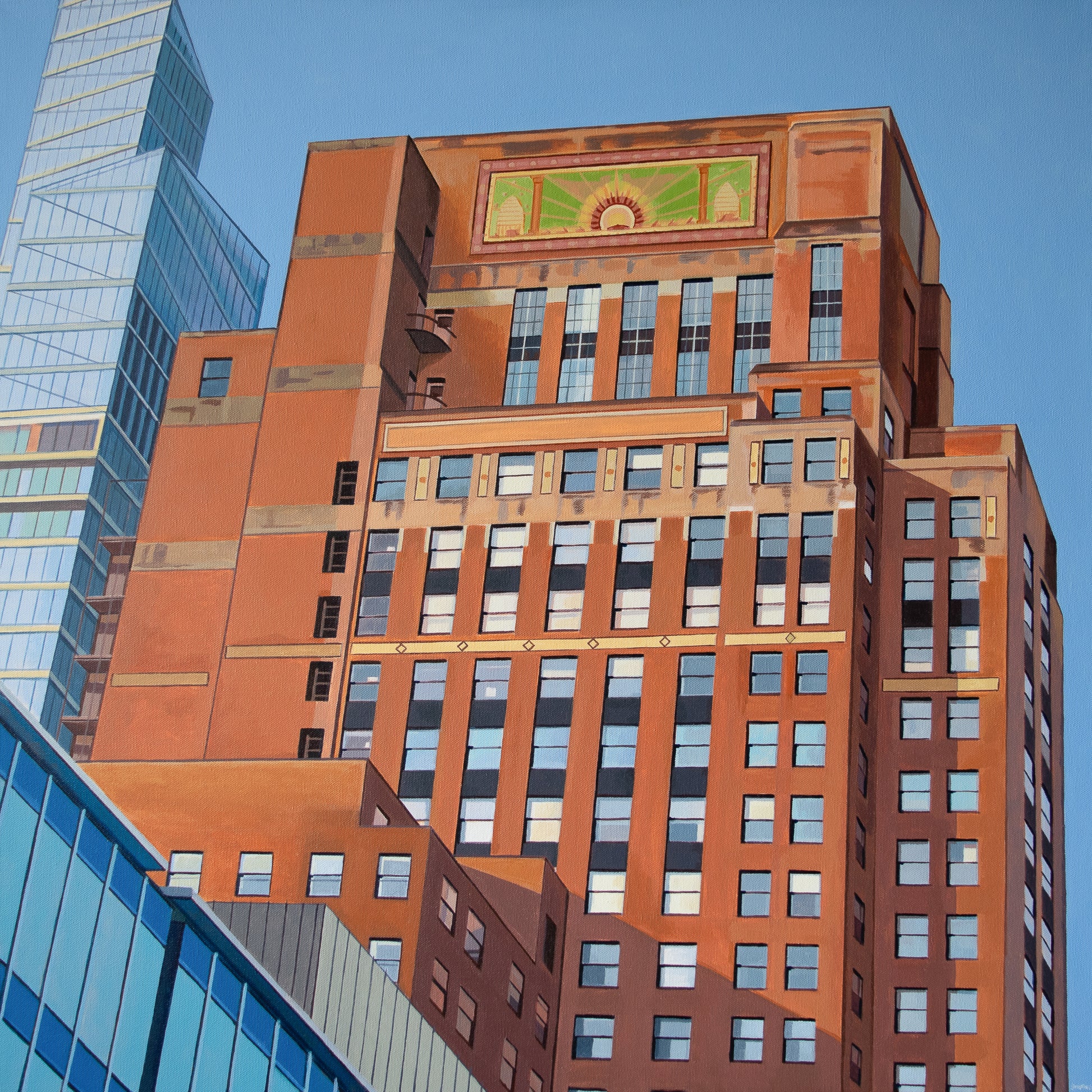 Original painting by Gregory Stulting of buildings near Grand Central including One Vanderbilt.